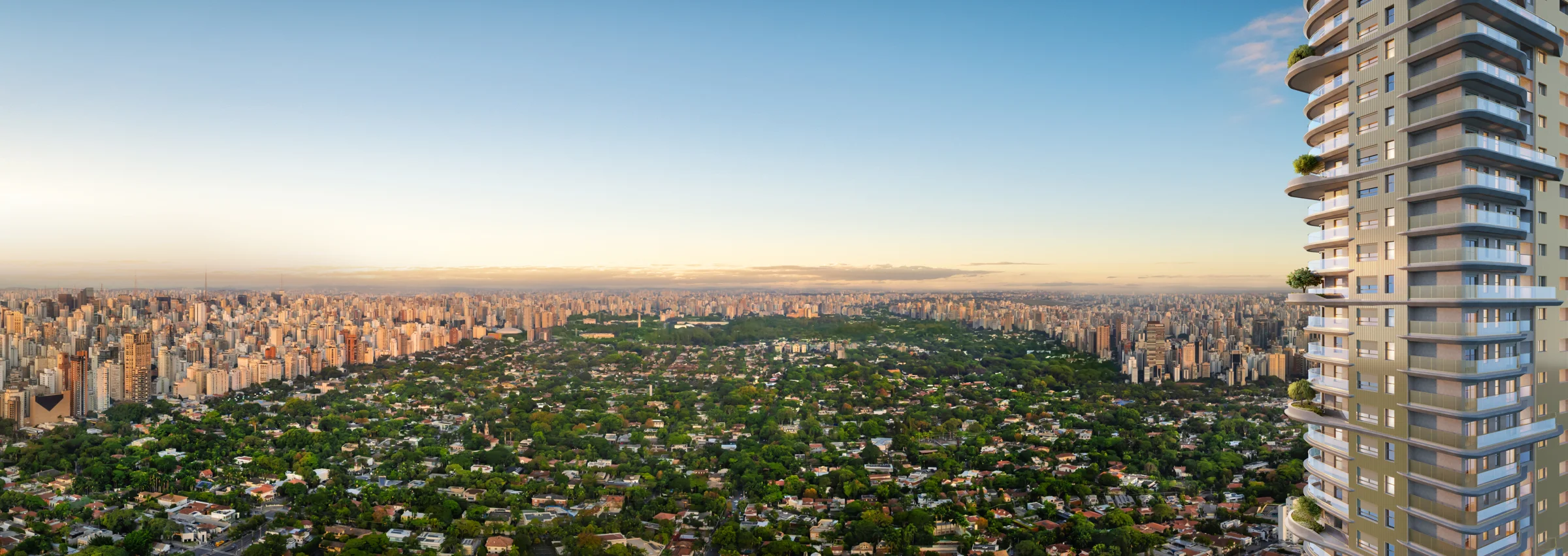 Vista aérea de São Paulo ao entardecer